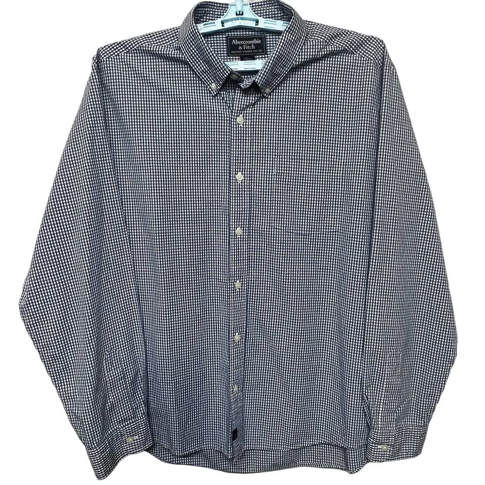 Abercrombie & Fitch Muscle Shirt mens XL blue/ white check button down